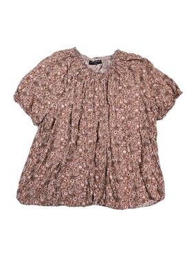 Lane Bryant Boho Top 22 24 Puff Short Sleeve Pleated Peasant Festival Floral